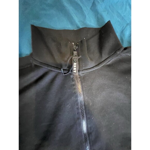 Women DKNY Sport 1/2 Zip Pullover Crop Logo Sweatshirt, Blue & Black Size Small - Picture 6 of 9